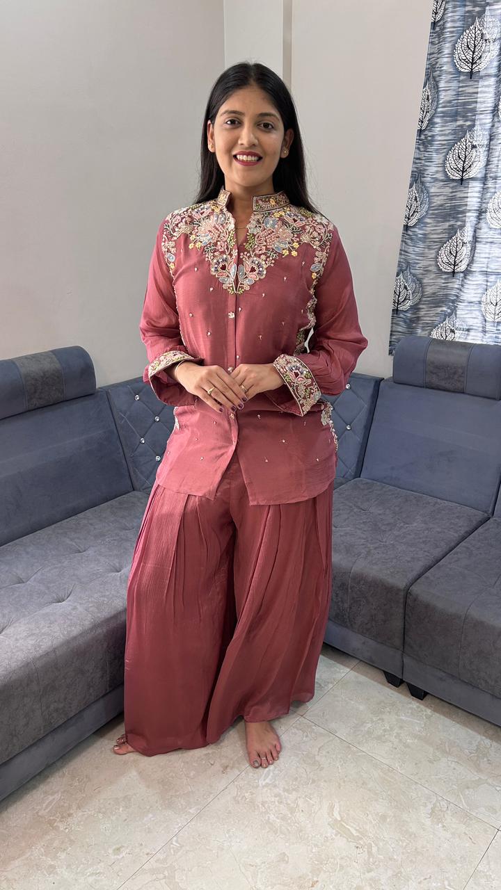 Dusty Mauve Embroidered Co-Ord Set