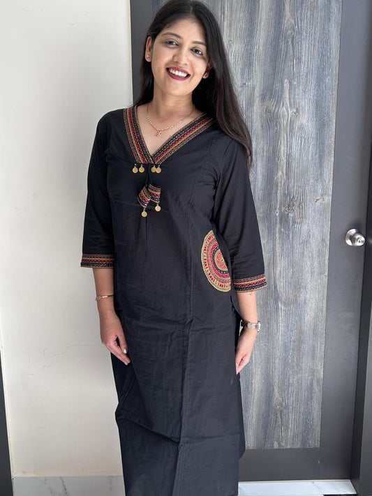 Black Hand-Embroidered Kurti